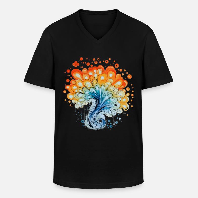 Bunter Wasserfarben Spritzer - Männer-T-Shirt mit V-Ausschnitt - Schwarz
