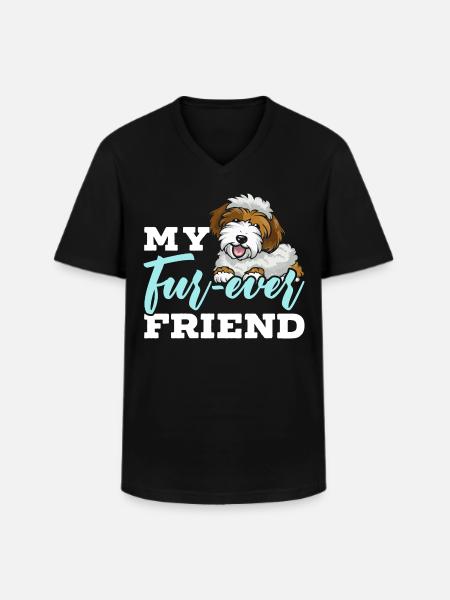 Cute Sheepadoodle Dog - Men's V-Neck T-Shirt - black