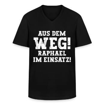 Raphael Lustiger Spruch Vorname Name Raphael - Männer-T-Shirt mit V-Ausschnitt - Schwarz - Vorne - AI Model Male 178 dark (178cm)
