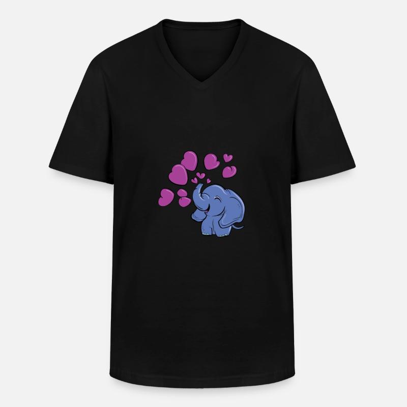 Liebevoller Elefant - Männer-T-Shirt mit V-Ausschnitt - Schwarz