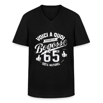 Bogosse de 65 Ans - T-shirt col V Homme - noir - Devant - AI Model Male 178 dark (178cm)