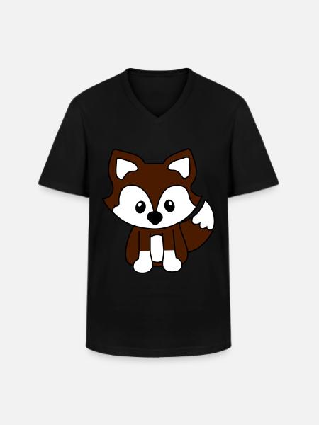 Süßer Fuchs - Männer-T-Shirt mit V-Ausschnitt - Schwarz