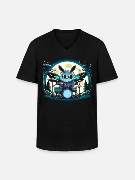 Mothman Point Pleasant Drummer Cryptid - Men's V-Neck T-Shirt - black