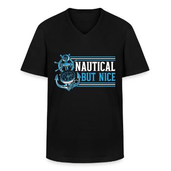 Métier de marin Matelot Voile en mer - T-shirt col V Homme - noir - Devant - AI Model Male 178 dark (178cm)