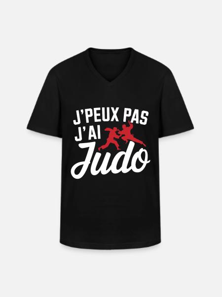 j'peux pas j'ai judo - T-shirt col V Homme - noir