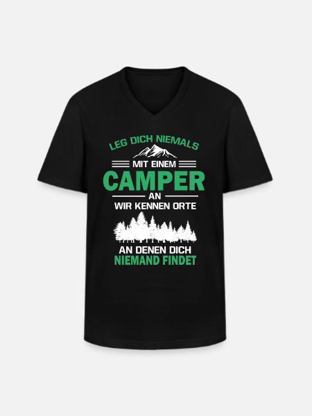 Camper Zelten Wohnwagen - Männer-T-Shirt mit V-Ausschnitt - Schwarz