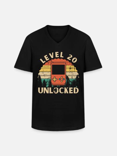 Level 20 Unlocked - Men's V-Neck T-Shirt - black