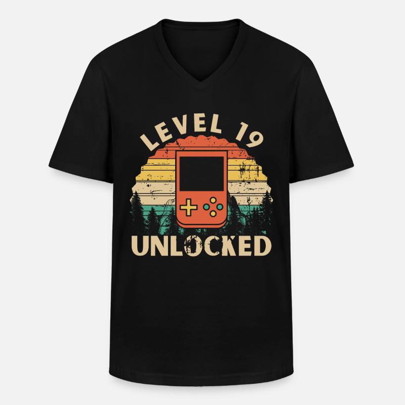Level 19 Unlocked - T-shirt col V Homme - noir