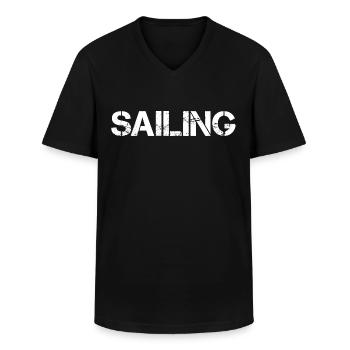 Sailing White - Men's V-Neck T-Shirt - black - Front - AI Model Male 178 dark (178cm)