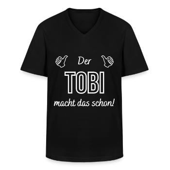 Herren der Tobi macht das schon! Lustiger Spruch - Männer-T-Shirt mit V-Ausschnitt - Schwarz - Vorne - AI Model Male 178 dark (178cm)