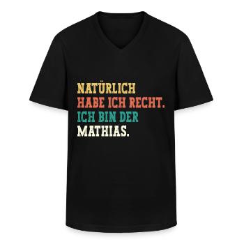 Mathias Lustiger Spruch Vorname Name Mathias - Männer-T-Shirt mit V-Ausschnitt - Schwarz - Vorne - AI Model Male 178 dark (178cm)
