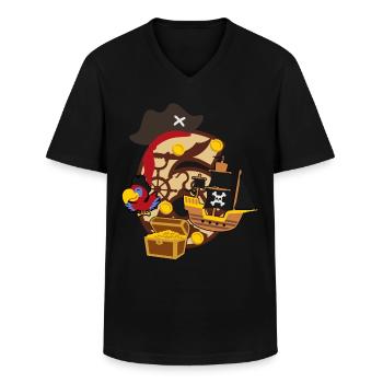 Piratenparty zum 6. Geburtstag Nummer 6 - 6 Jahre - Männer-T-Shirt mit V-Ausschnitt - Schwarz - Vorne - AI Model Male 178 dark (178cm)
