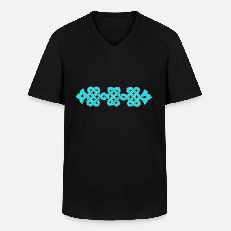 verschlungenes Ornament, türkis - Männer-T-Shirt mit V-Ausschnitt - Schwarz