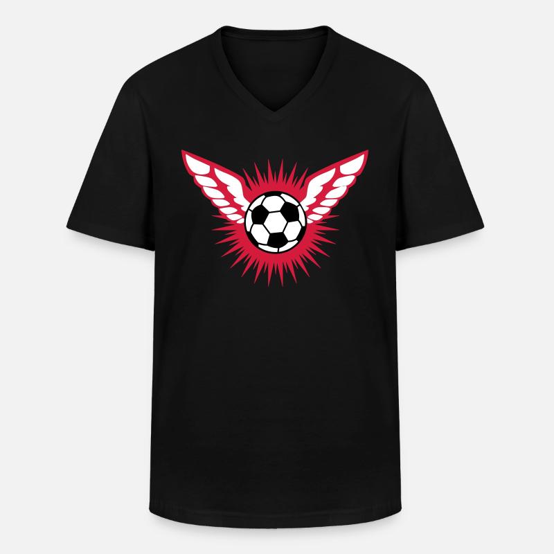 FUSSBALL beflügelt - Männer-T-Shirt mit V-Ausschnitt - Schwarz