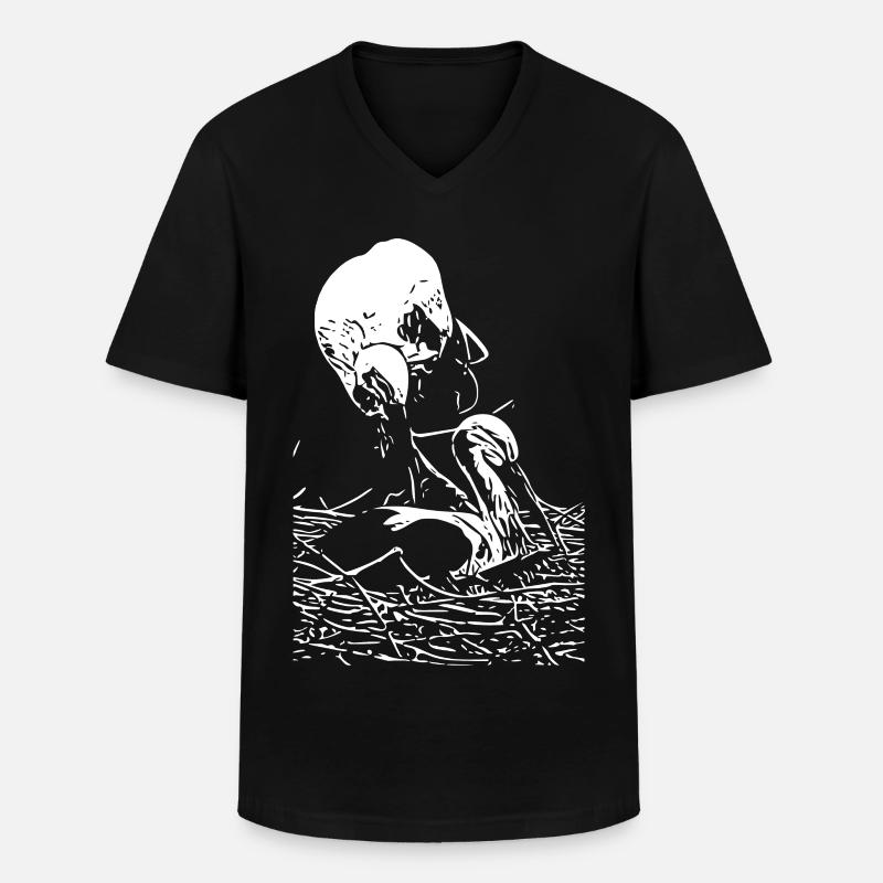 Storch - Männer-T-Shirt mit V-Ausschnitt - Schwarz