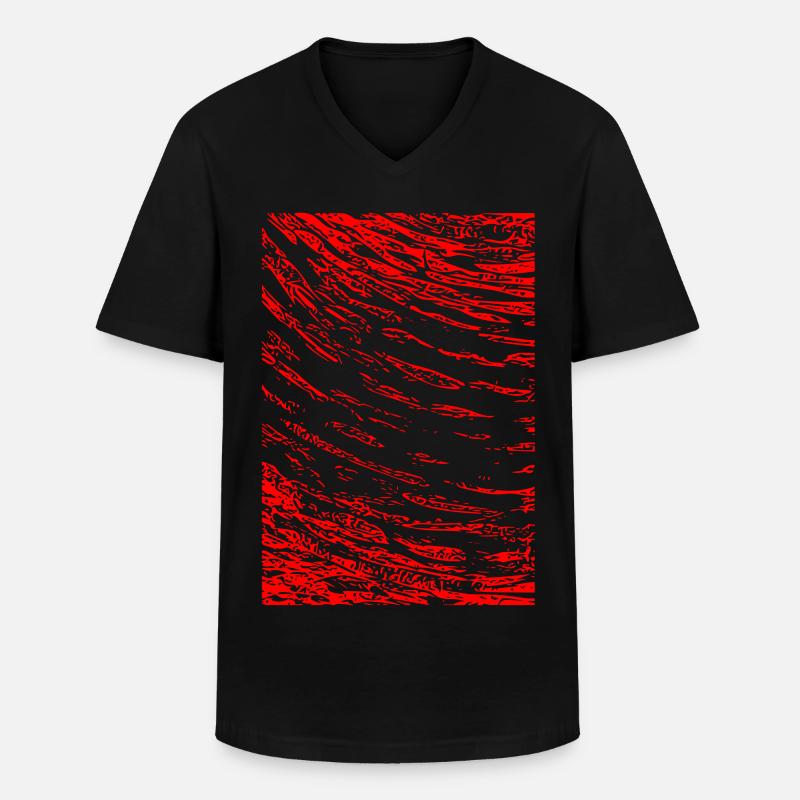 Abstraktes Bild / rot / Muster / Linie - Männer-T-Shirt mit V-Ausschnitt - Schwarz