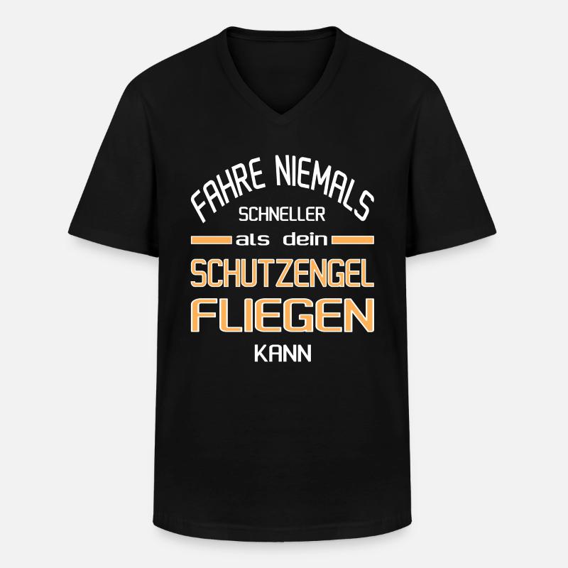 Schneller als dein Schutzengel - Männer-T-Shirt mit V-Ausschnitt - Schwarz
