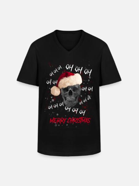 Santa Claus Skull - Men's V-Neck T-Shirt - black