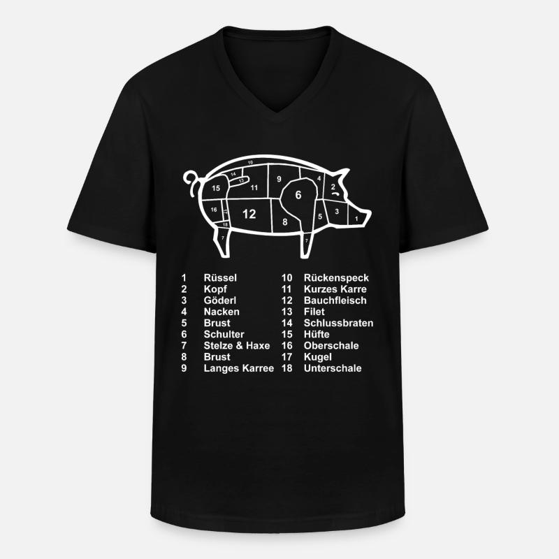 Schwein Fleisch Metzger Fleischer - Männer-T-Shirt mit V-Ausschnitt - Schwarz
