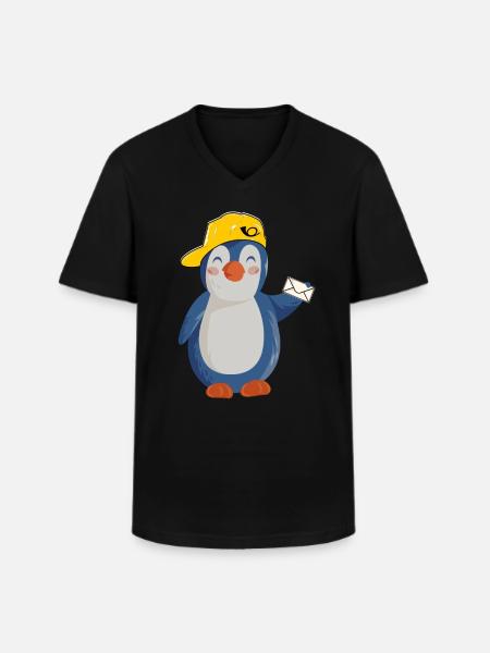 Postman Postman Postman Funny Pingu - Men's V-Neck T-Shirt - black