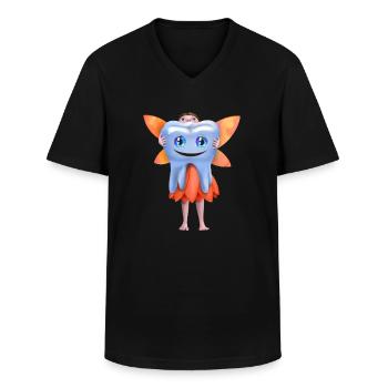 Fleißige Zahnfee mit lächelndem gesunden Zahn - Männer-T-Shirt mit V-Ausschnitt - Schwarz - Vorne - AI Model Male 178 dark (178cm)