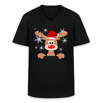 Weihnachts-Rentier - Männer-T-Shirt mit V-Ausschnitt - Schwarz - Vorne - AI Model Male 178 dark (178cm)