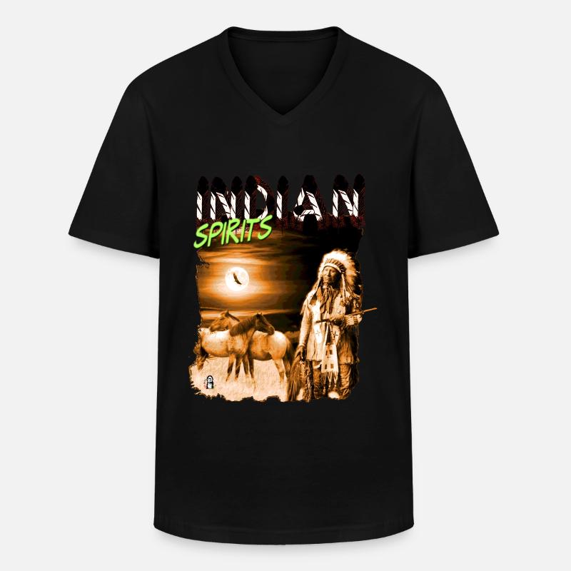 INDIAN SPIRITS 3 - Männer-T-Shirt mit V-Ausschnitt - Schwarz