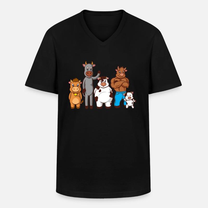 Gezeichnete Comic Kühe - Männer-T-Shirt mit V-Ausschnitt - Schwarz