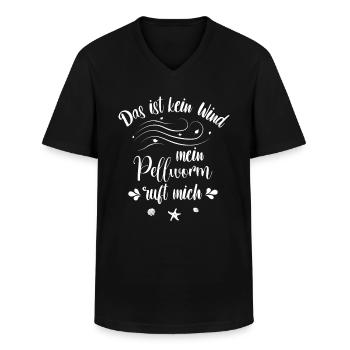 Das ist kein Wind - mein Pellworm ruft mich - Männer-T-Shirt mit V-Ausschnitt - Schwarz - Vorne - AI Model Male 178 dark (178cm)