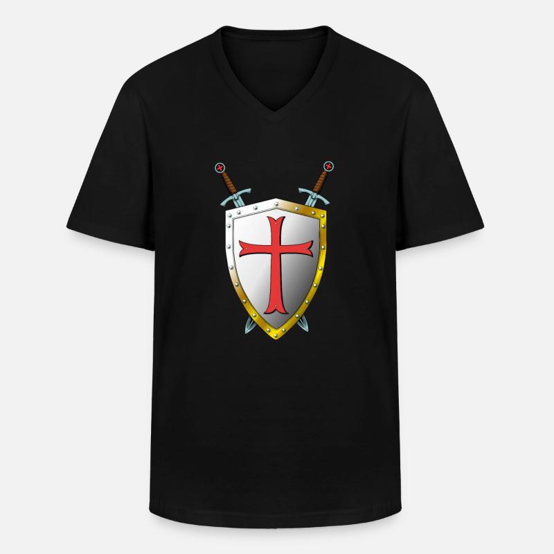 Templer Bouclier et Épées - Templiers - T-shirt col V Homme - noir