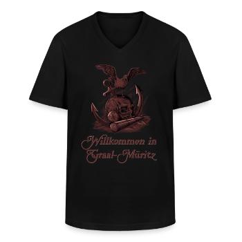 Möwe auf Schädel - Ostseeheilbad Graal-Müritz - Männer-T-Shirt mit V-Ausschnitt - Schwarz - Vorne - AI Model Male 178 dark (178cm)
