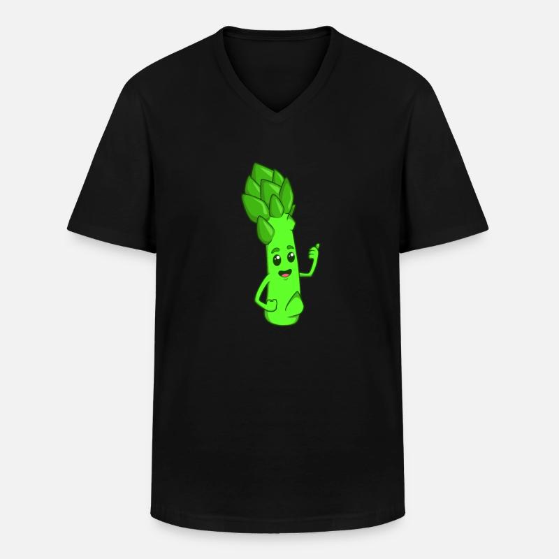 Comic grüner Spargel - Männer-T-Shirt mit V-Ausschnitt - Schwarz