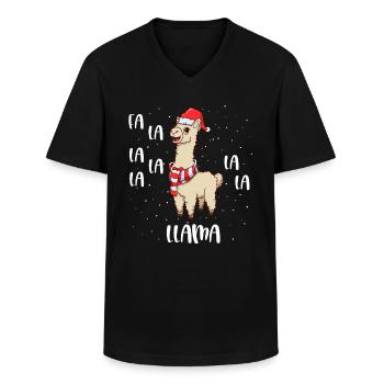 Weihnachtslama - Fa La La Llama - Männer-T-Shirt mit V-Ausschnitt - Schwarz - Vorne - AI Model Male 178 dark (178cm)