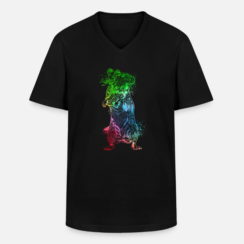 Farbenfroher Degu - Männer-T-Shirt mit V-Ausschnitt - Schwarz
