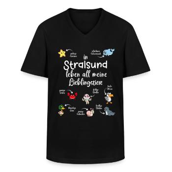 Meine Lieblingstiere in Stralsund - Männer-T-Shirt mit V-Ausschnitt - Schwarz - Vorne - AI Model Male 178 dark (178cm)