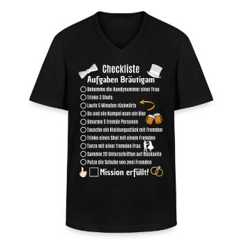 Junggesellenabschied Checkliste Junggeselle - Männer-T-Shirt mit V-Ausschnitt - Schwarz - Vorne - AI Model Male 178 dark (178cm)