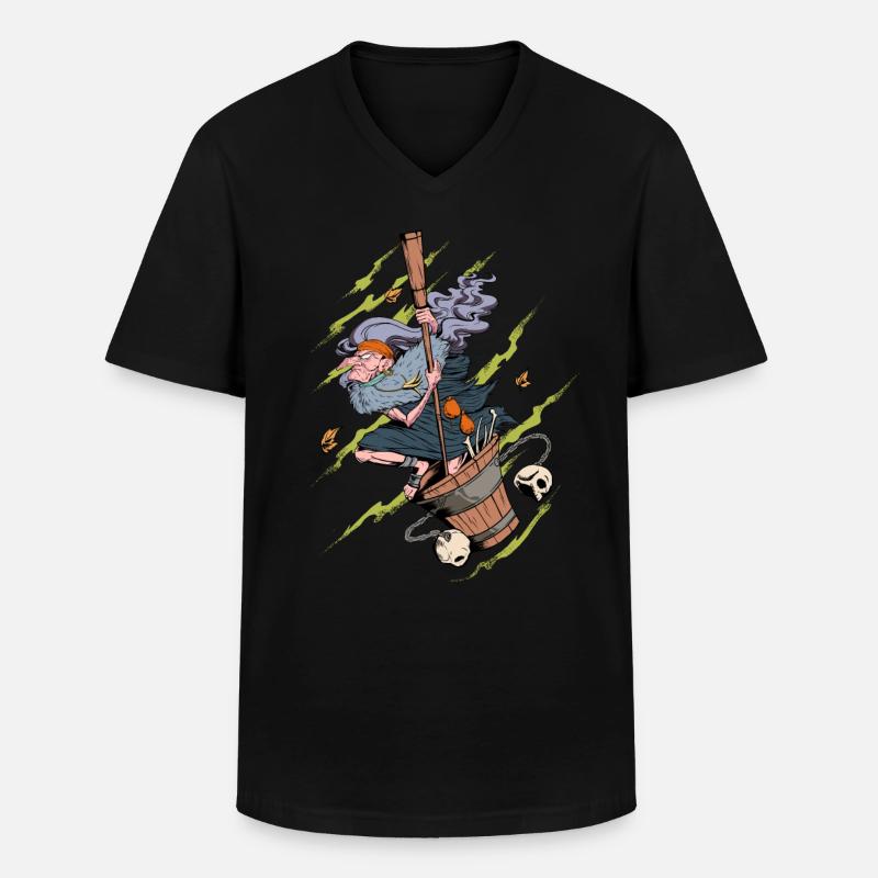 Zeichnung der Baba Jaga - Männer-T-Shirt mit V-Ausschnitt - Schwarz