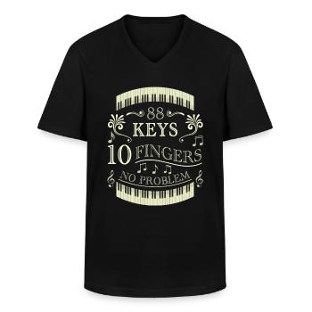 88 touches 10 doigts pas de problème piano piano - T-shirt col V Homme - noir - Devant - AI Model Male 178 dark (178cm)