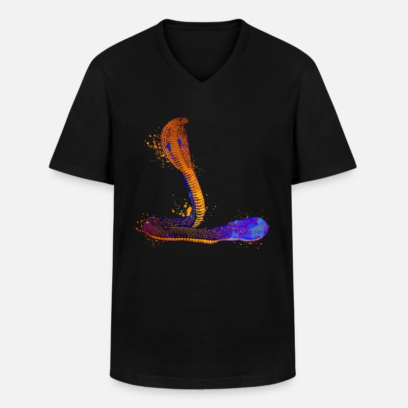 Farbenfrohe Kobra - Männer-T-Shirt mit V-Ausschnitt - Schwarz