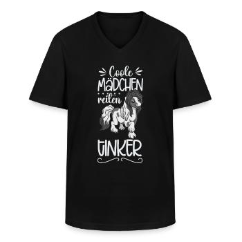 Coole Mädchen reiten Tinker - Männer-T-Shirt mit V-Ausschnitt - Schwarz - Vorne - AI Model Male 178 dark (178cm)