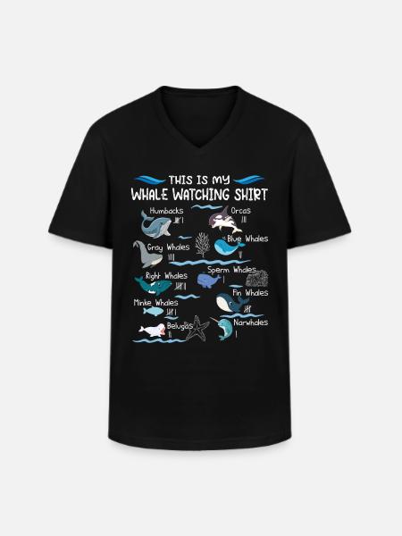 Funny whale watching shirt - Men's V-Neck T-Shirt - black