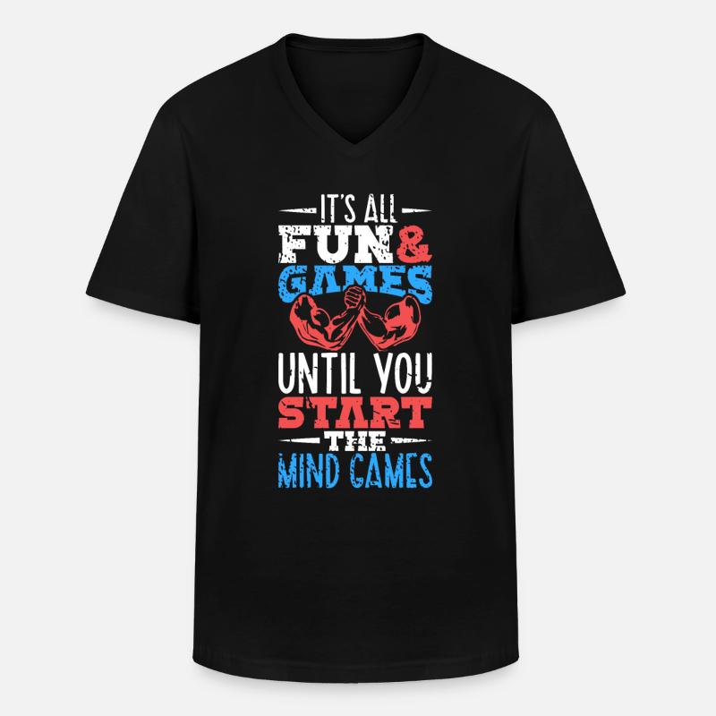 Mind Games - Armdrücken - Männer-T-Shirt mit V-Ausschnitt - Schwarz