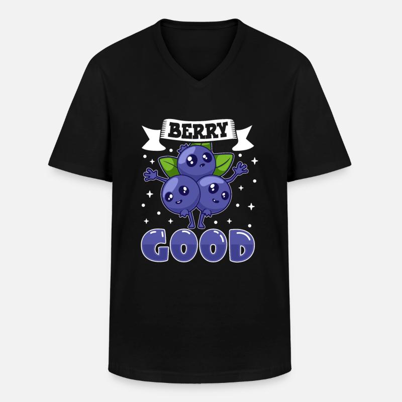 Berry good - Blaubeere - Männer-T-Shirt mit V-Ausschnitt - Schwarz