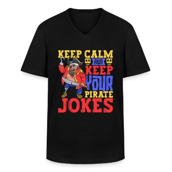 Keep you pirate jokes - Leg prosthesis - Men's V-Neck T-Shirt - black - Front - AI Model Male 178 dark (178cm)
