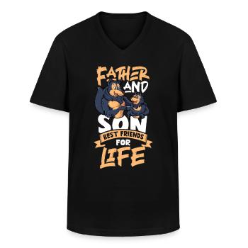 Amis pour la vie - Père et fils - T-shirt col V Homme - noir - Devant - AI Model Male 178 dark (178cm)