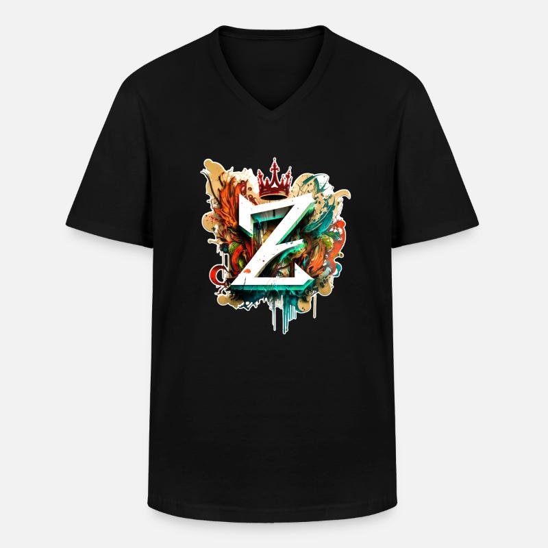 Graffiti Buchstabe Z mit👑 - Männer-T-Shirt mit V-Ausschnitt - Schwarz
