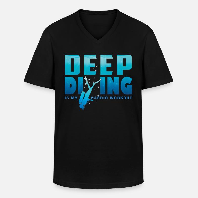 Tief Tauchen Freedive DeepDive - Männer-T-Shirt mit V-Ausschnitt - Schwarz