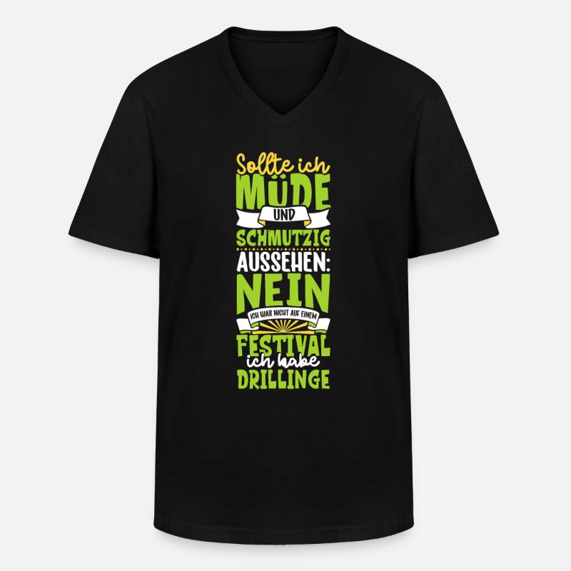Müde und schmutzig - Drillinge - Männer-T-Shirt mit V-Ausschnitt - Schwarz