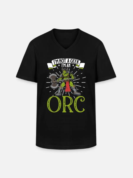 No Geek - D20 RPG Character - Orc - Men's V-Neck T-Shirt - black