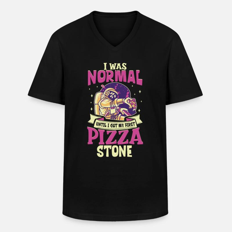 Pizzastein - Pizzabäcker - Männer-T-Shirt mit V-Ausschnitt - Schwarz